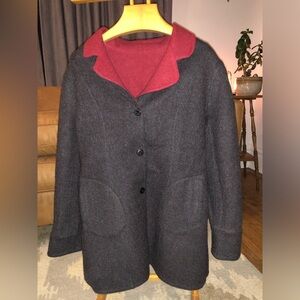 Peruvian Perfection 100% Baby Alpaca Jacket Reversible Red Gray Sz XL EUC!